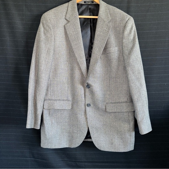Chaps Other - Chaps 100% Lambswool Gray Plaid 2 button Sports Coat Jacket Mens 42R Lined